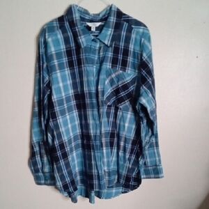 Time and Tru Blue Plaid Shirt